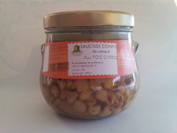 SAUCISSE CONFITE AUX POIS CARRES – Image 2